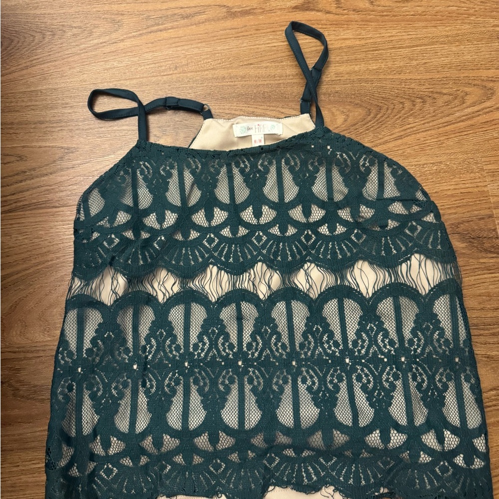 Love, Fire Teal Lace Top